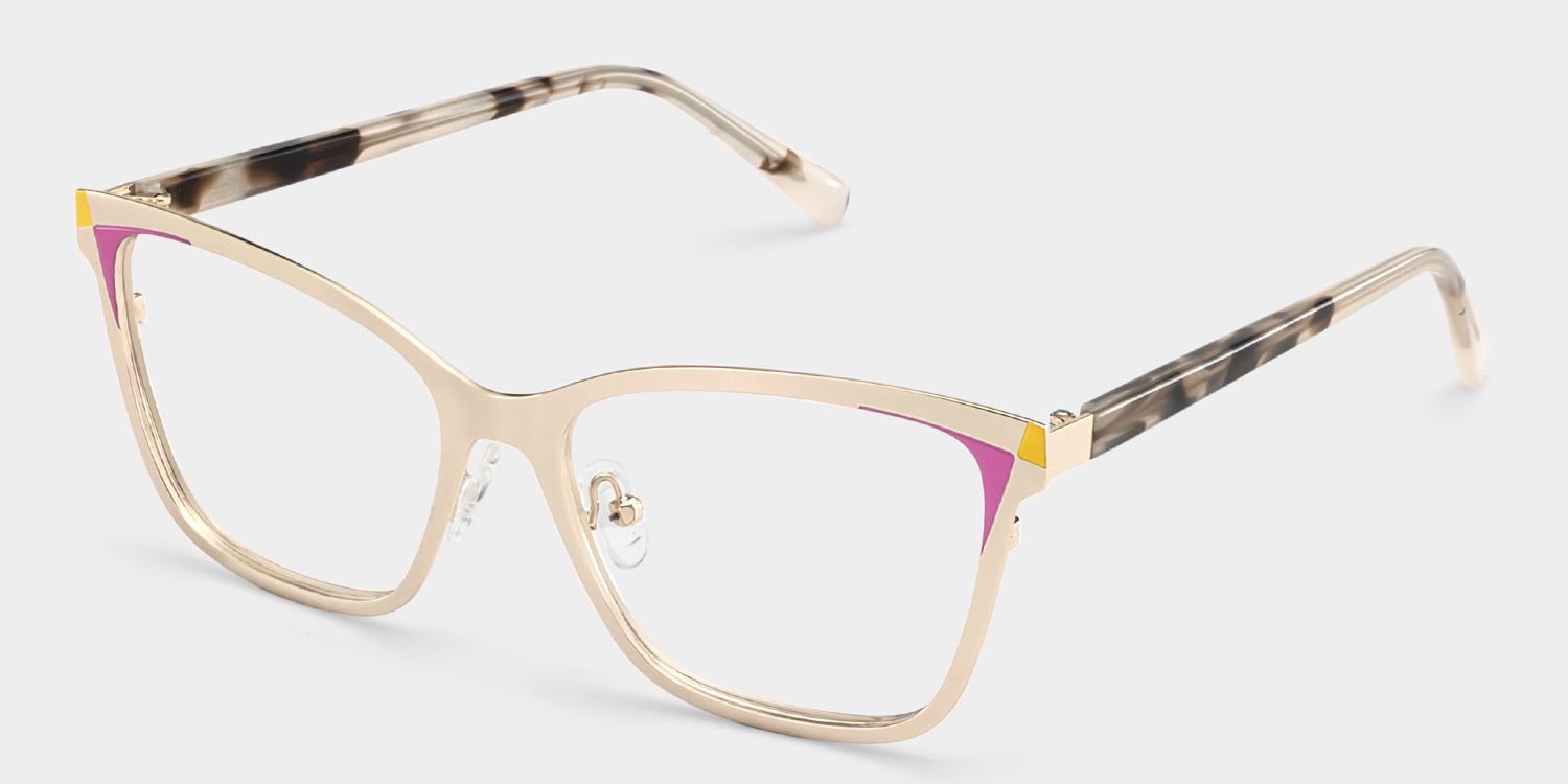 Elise Gold Frame Glasses with Rectangle Frame Online | ZEELOOL UK3