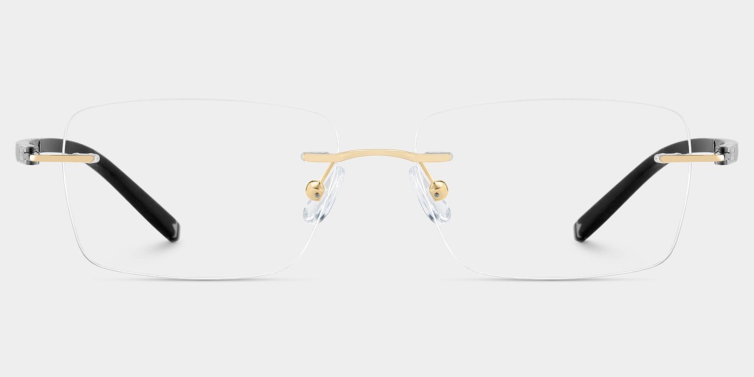 Adeline Gold Rimless Glasses for Men in Rectangle Frame | ZEELOOL0