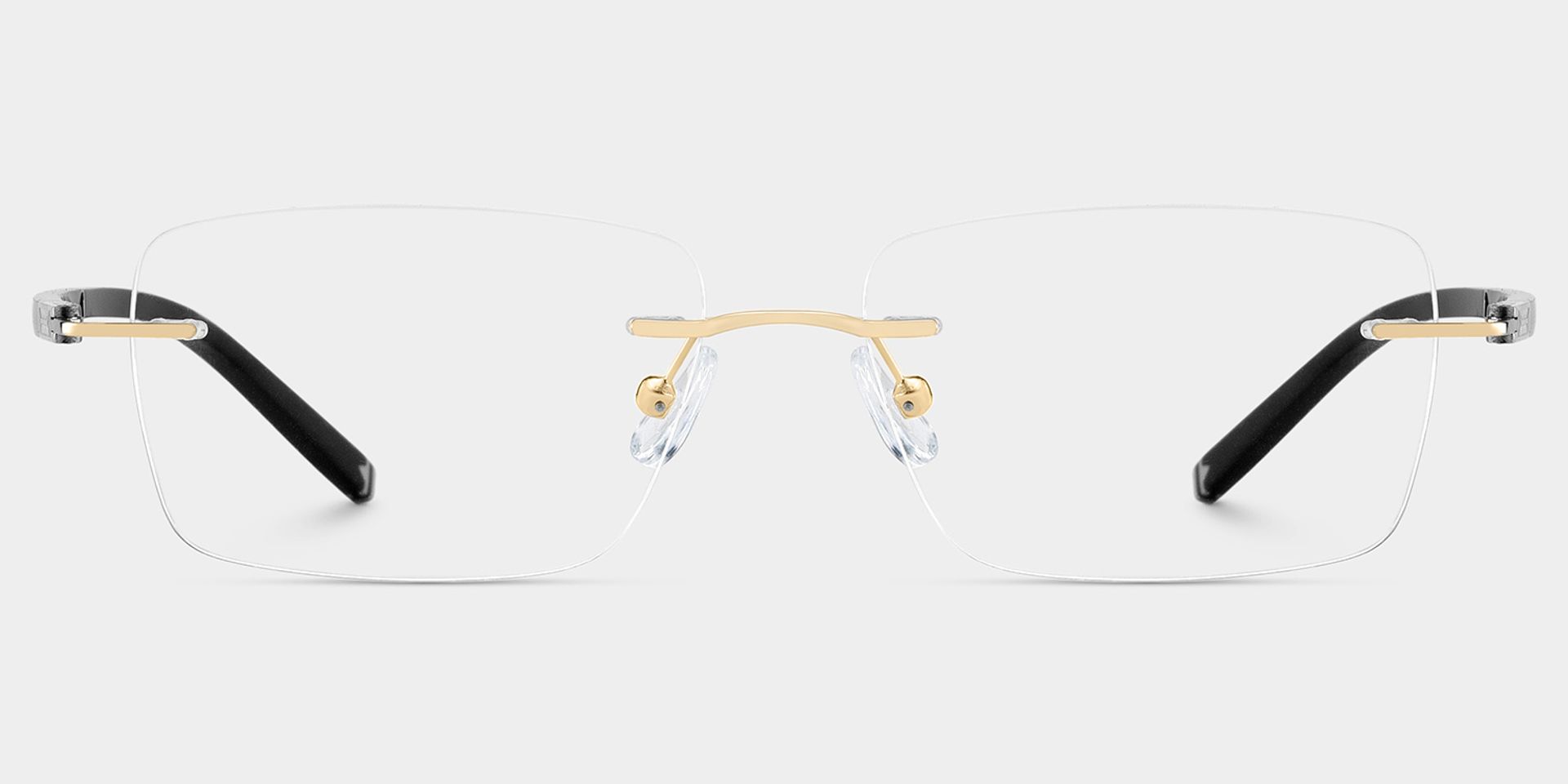 Adeline Gold Rimless Glasses for Men in Rectangle Frame | ZEELOOL0