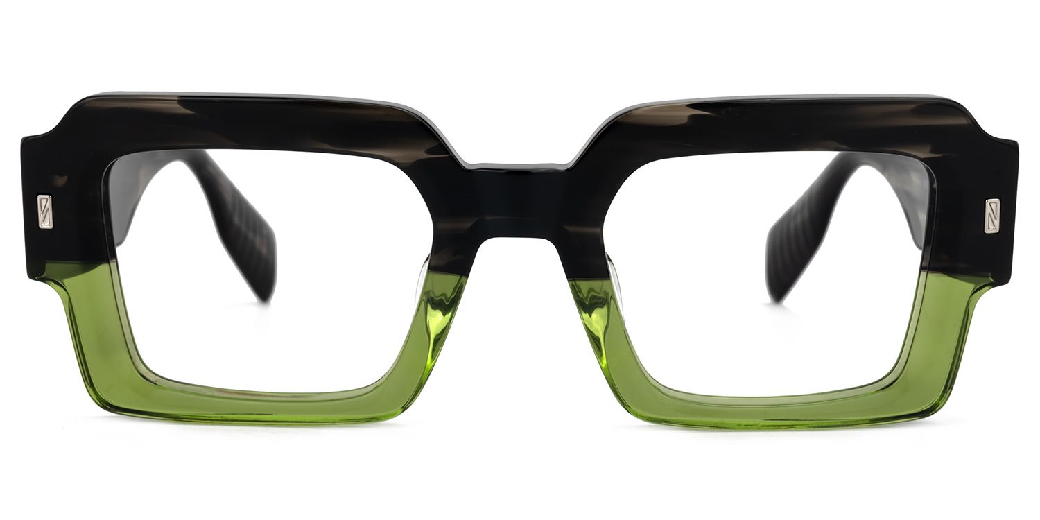 Bobbee Square Black-Green Glasses | ZEELOOL UK0