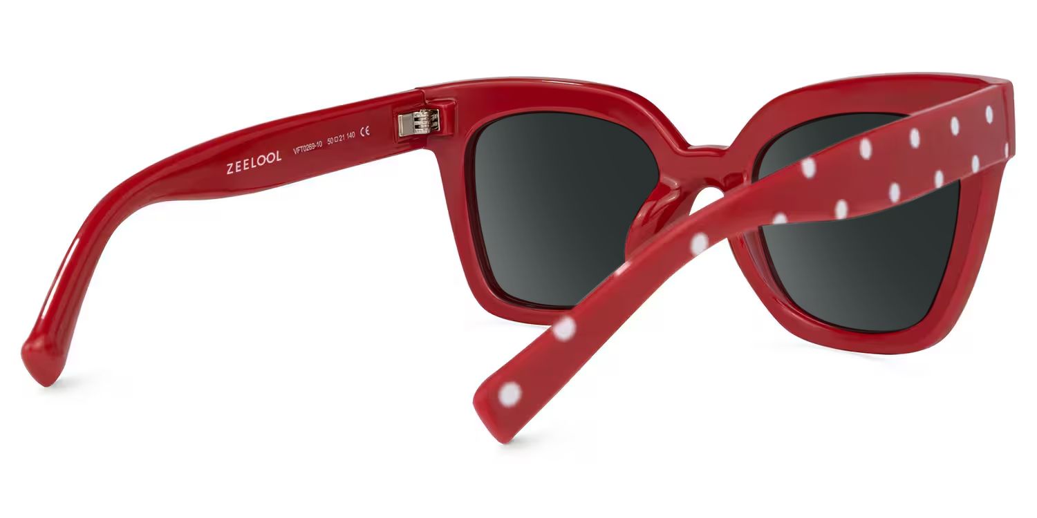 Malcolm Square Red Polka Dot Frame Sunglasses | ZEELOOL UK3