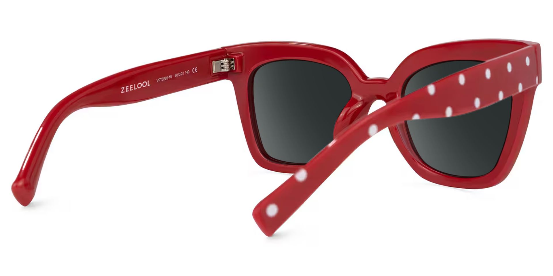 Malcolm Square Red Polka Dot Frame Sunglasses | ZEELOOL UK3