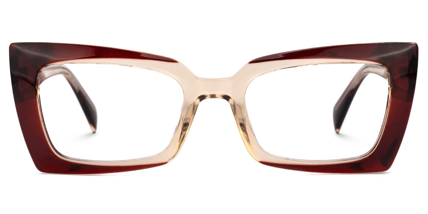 Bueghly Beige-Red Eyeglasses with Rectangle Shape | ZEELOOL UK0