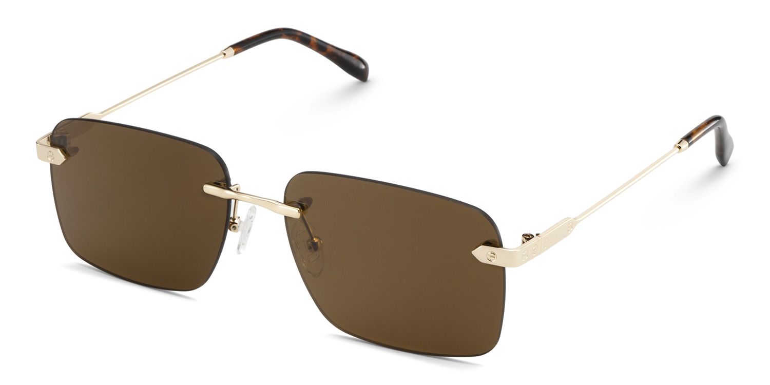 Rey Rectangle Gold Sunglasses for Women & Men | ZEELOOL UK2