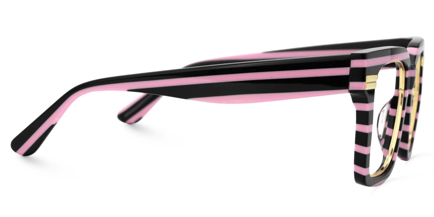 Taylor Square Black Pink Striped Frame Glasses for females | ZEELOOL UK2