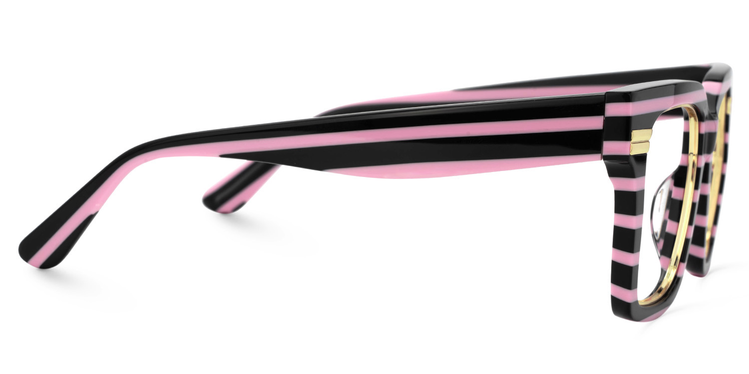Taylor Square Black Pink Striped Frame Glasses for females | ZEELOOL UK2
