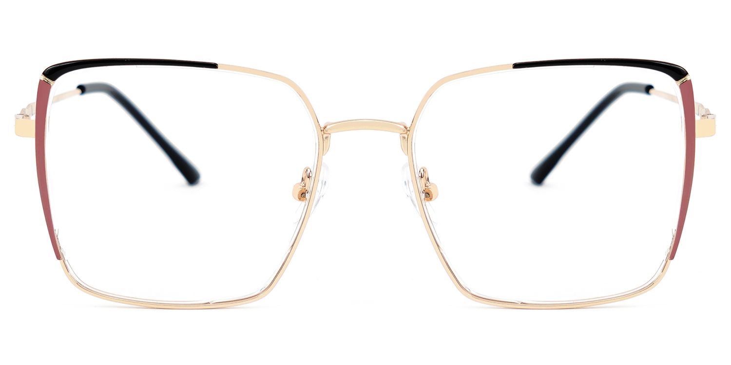 Baez Metal Red and Black Glasses Frames with Square Shape | ZEELOOL UK0