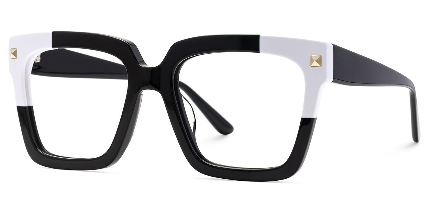 Glendalis Square Black and White Frames for Glasses  | ZEELOOL UK1