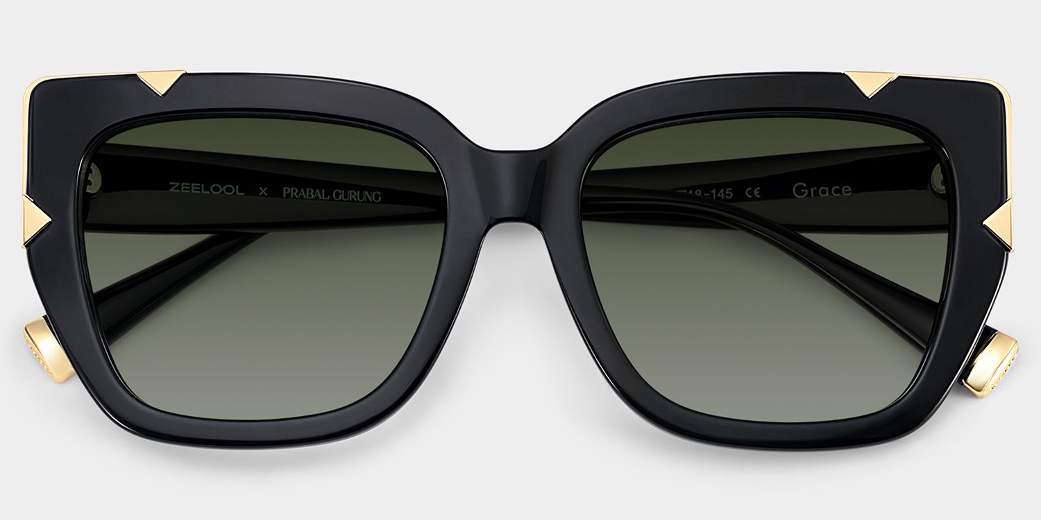 Grace Cat Eye Black Gold Sunglasses for Women & Men | ZEELOOL UK2
