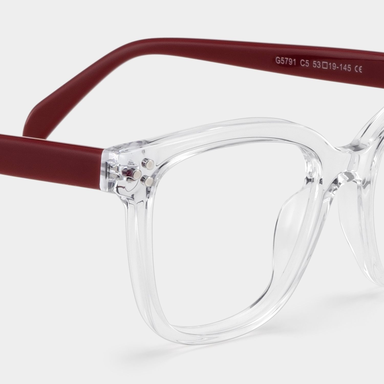 Scarlett Clear Red Frame Glasses with Square Frame Online | ZEELOOL UK4