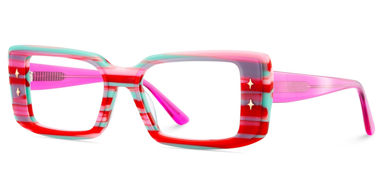 Women's Rectangle Eyeglasses Frames With Red and Green Color3