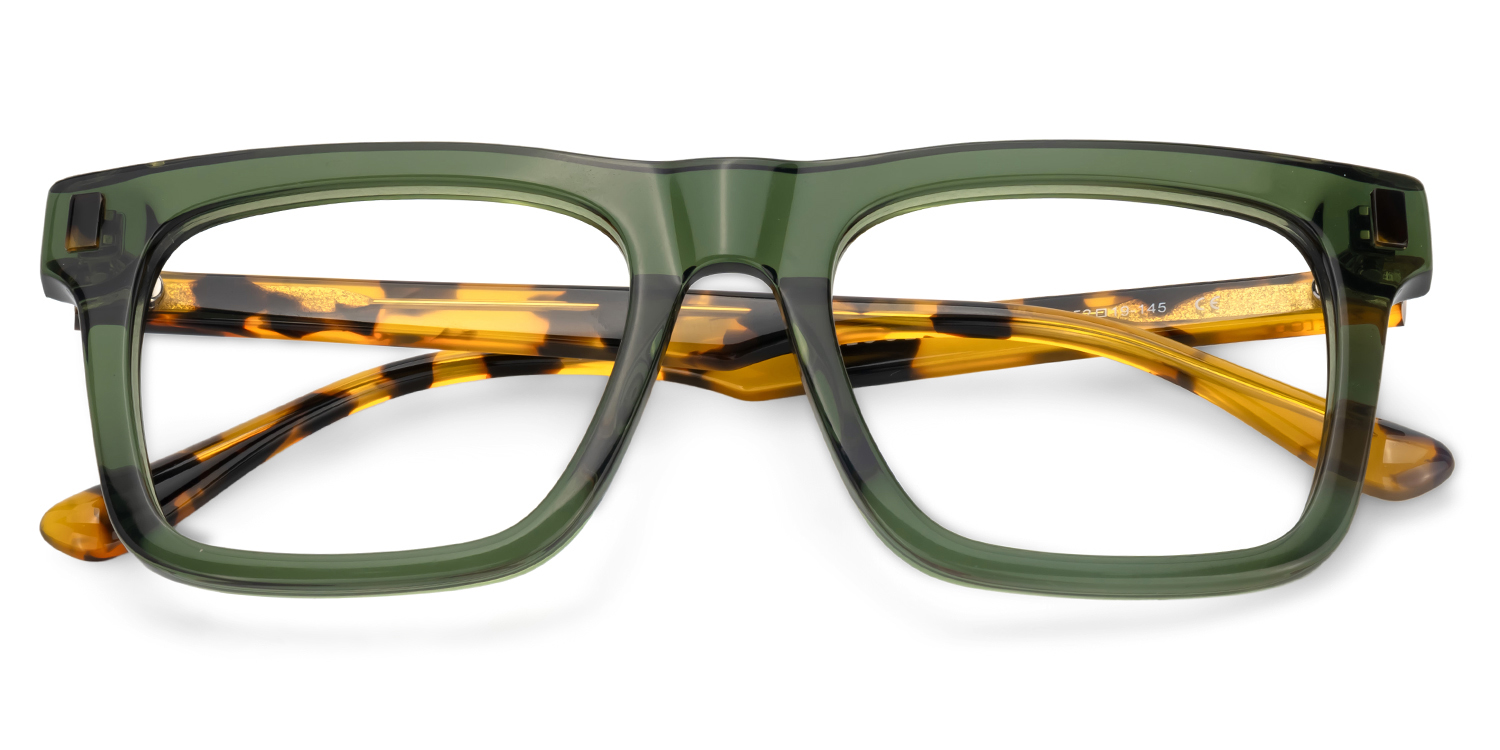 Square Green Eyeglasses Frames For Men | ZEELOOL UK2