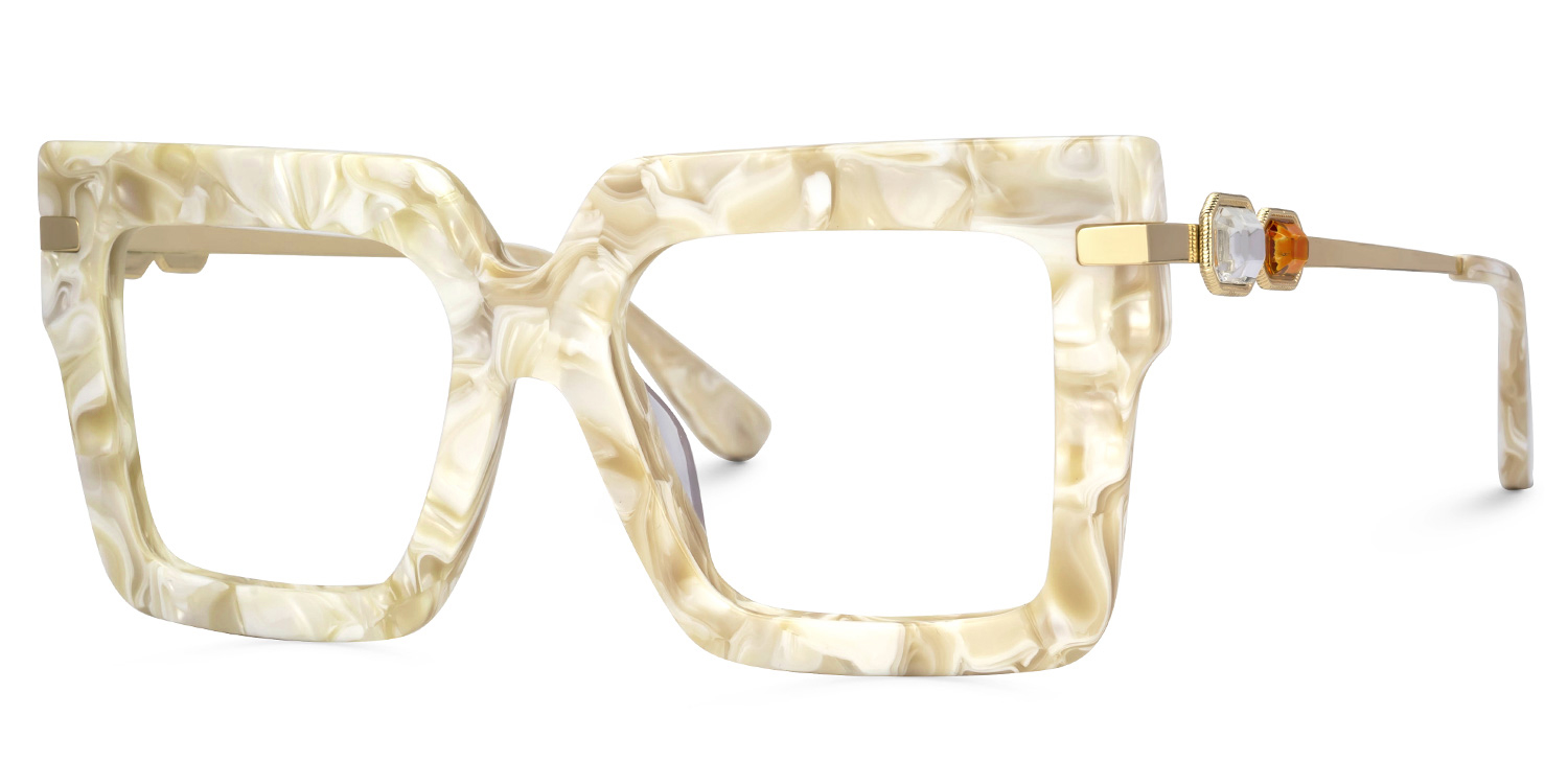 Radic White Marble Glasses with Design Square Frames1