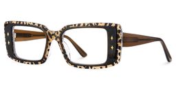 Gleam Rectangle Leopard Glasses3