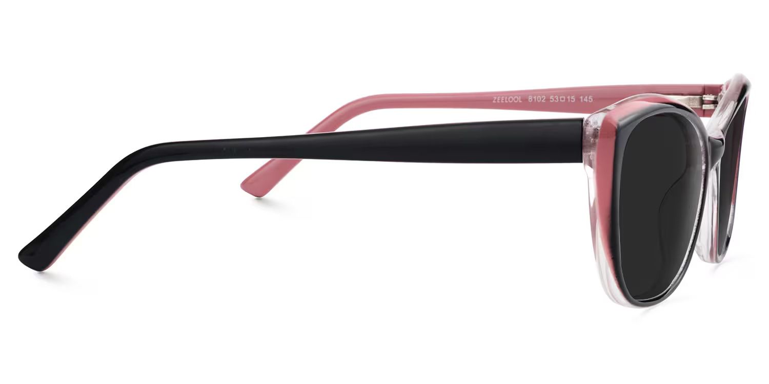 Fidelia Cat Eye Black Sunglasses and Pink Edge3