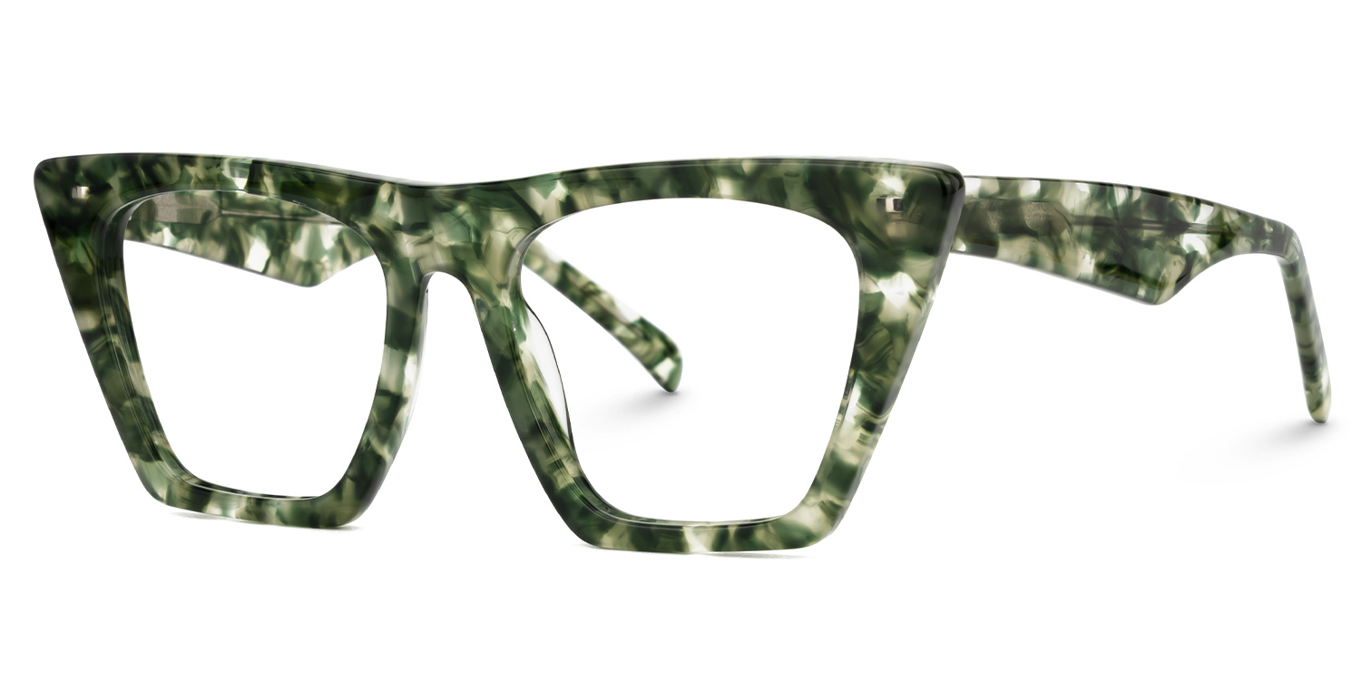 Cecile Cat Eye Green-Floral Glasses | ZEELOOL UK1