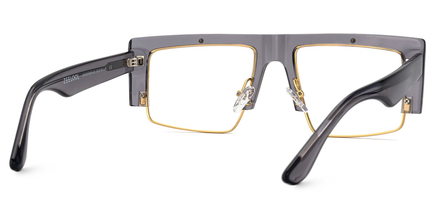 Maldonado Rectangle Grey Transparent Glasses | ZEELOOL UK4