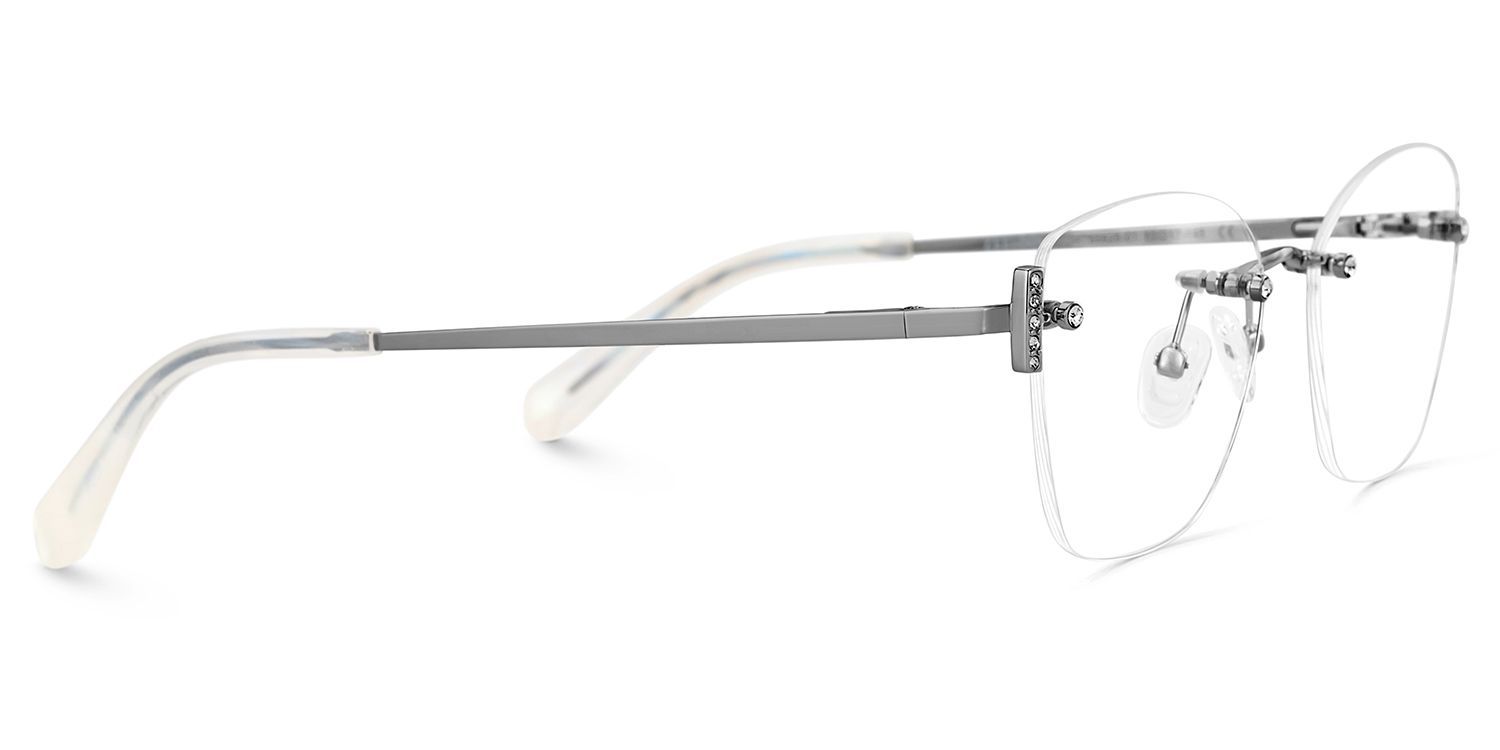 Silver Rectangle Jaxon Glasses with Rimless | ZEELOOL UK4