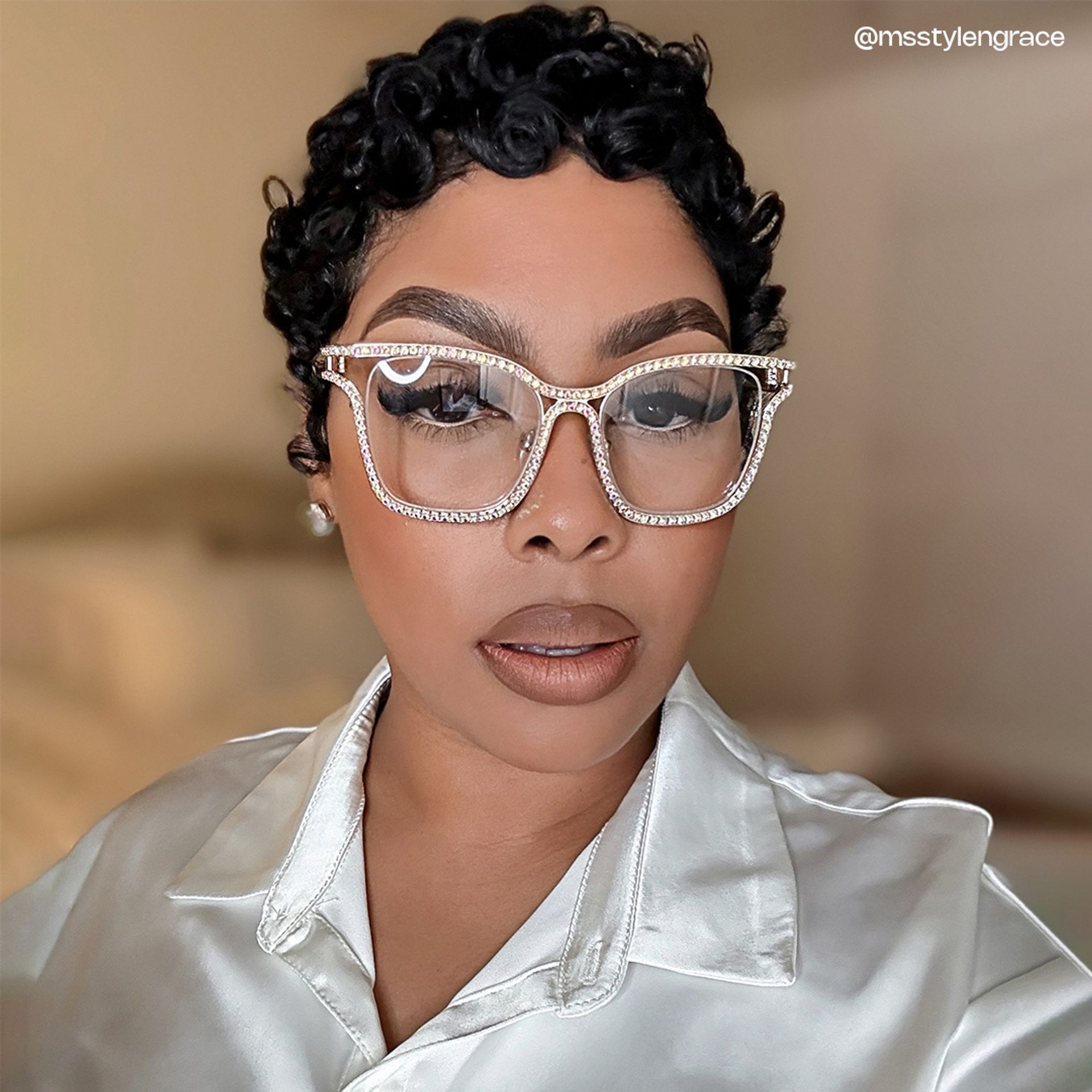 Half Rim Square Glasses With Decorated Shiny Diamonds9