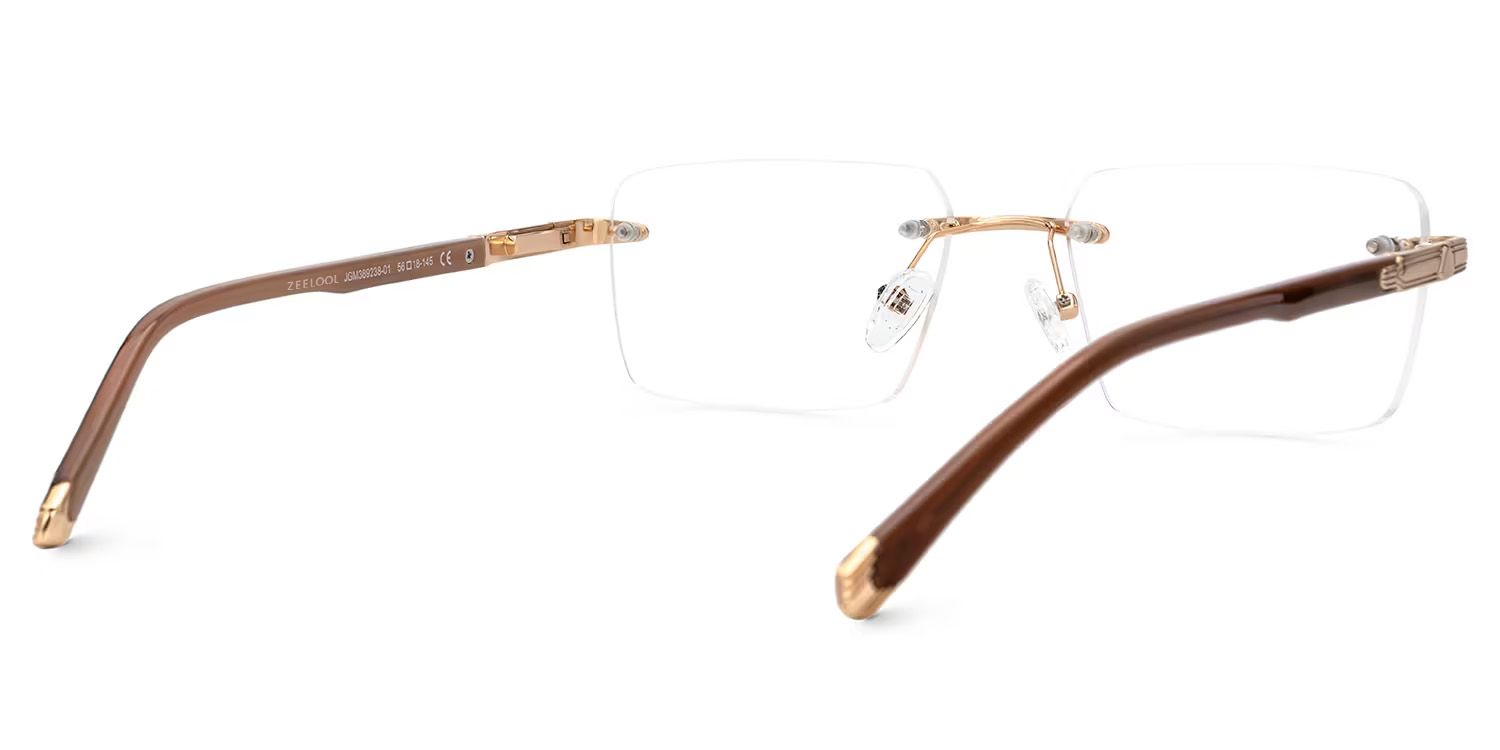 Brown Mixed-Materials Rectangle Eyeglasses- Savitrie3