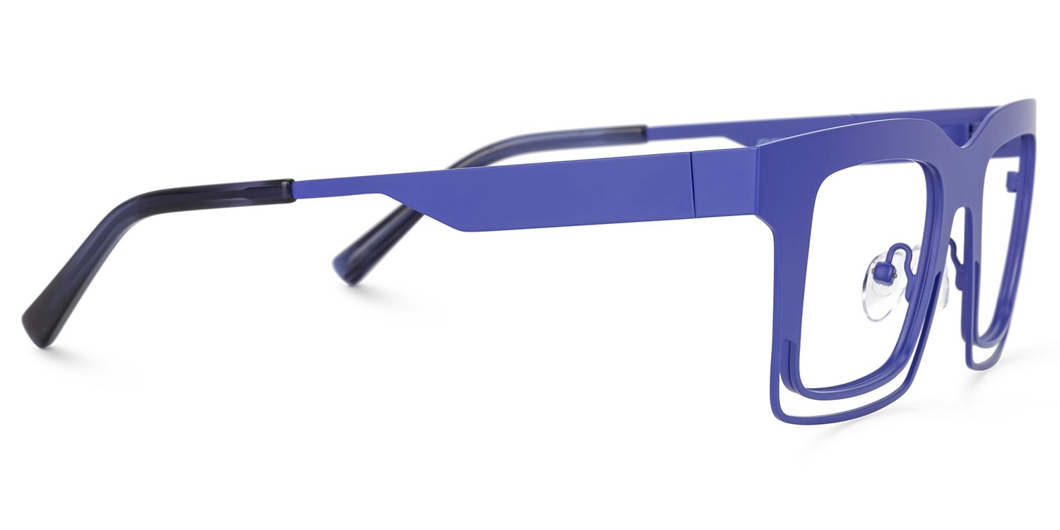 Evan Rectangle Blue Frame Eyeglasses for Males | ZEELOOL UK2