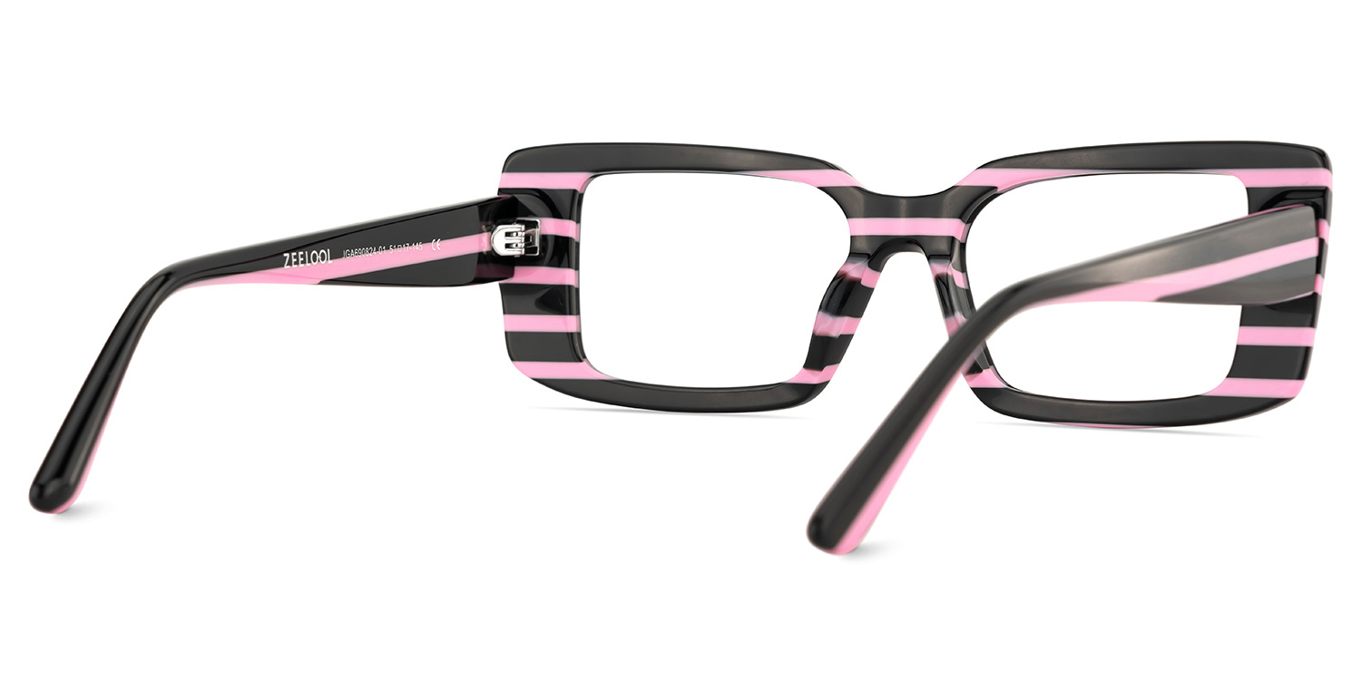 Women's Rectangle Eyeglasses Frames With Black and Pink Color5