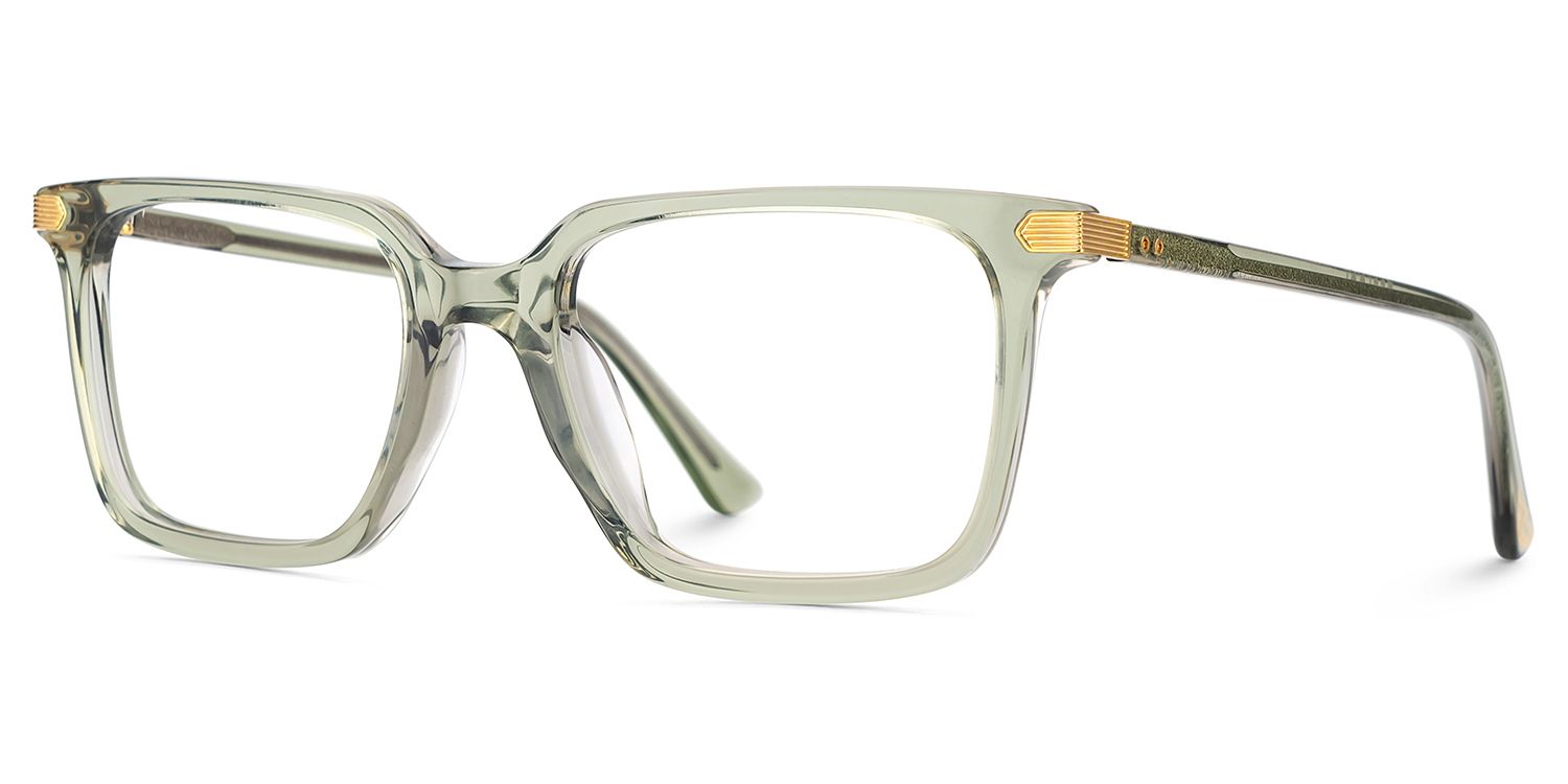 Thin Rectangle Glasses Frames in Green Color2