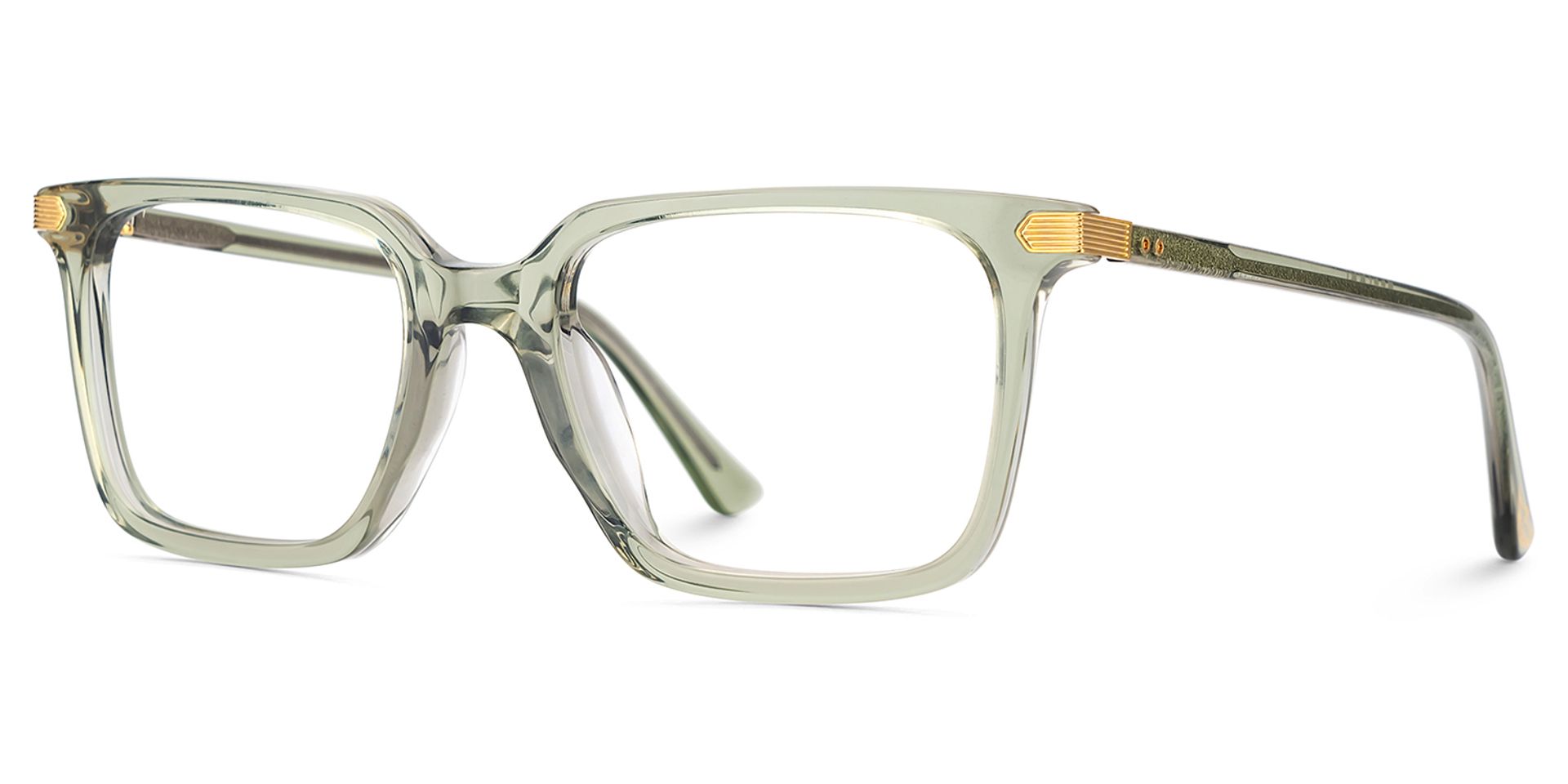 Thin Rectangle Glasses Frames in Green Color2
