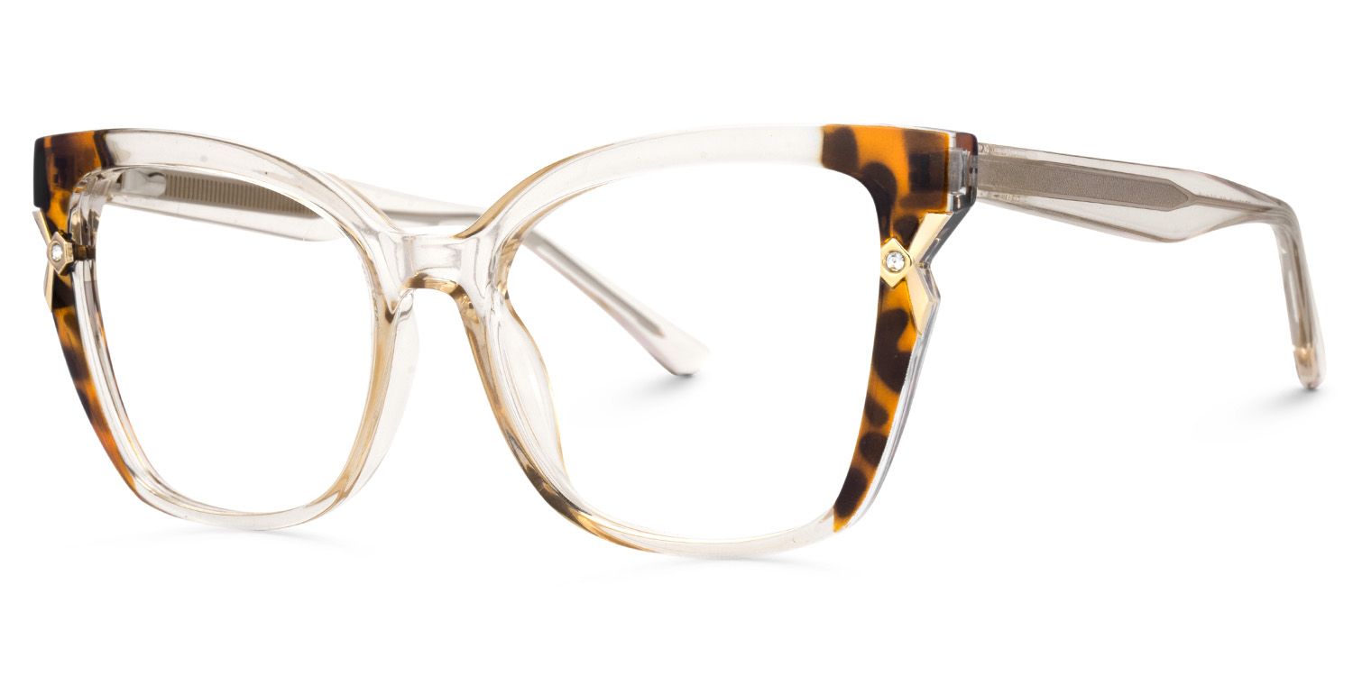 Beige Cat eye Glasses for Oval Face | ZEELOOL UK2