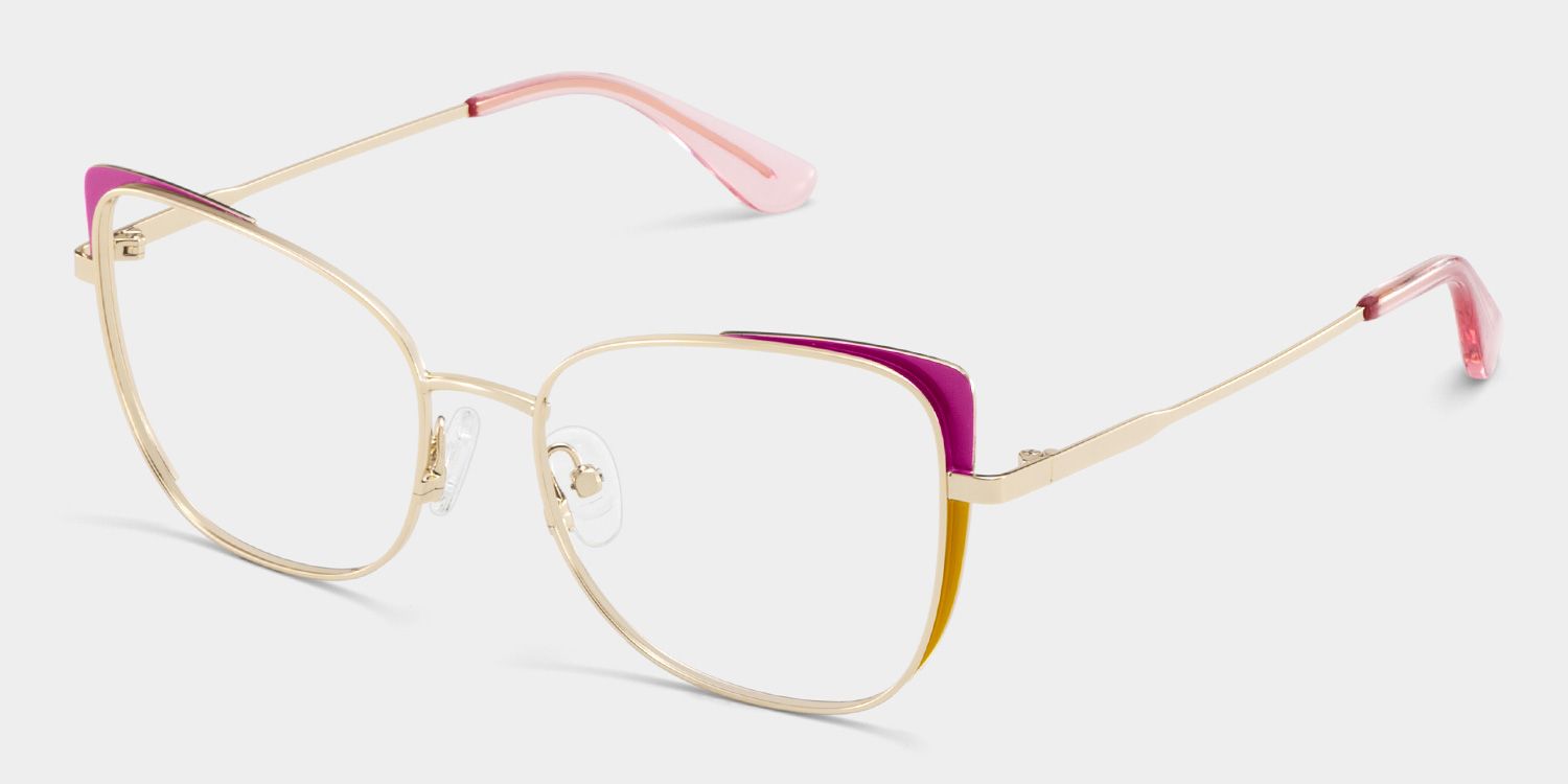 Tessa Pink Gold Frame Glasses with Cat eye Frame Online | ZEELOOL UK3