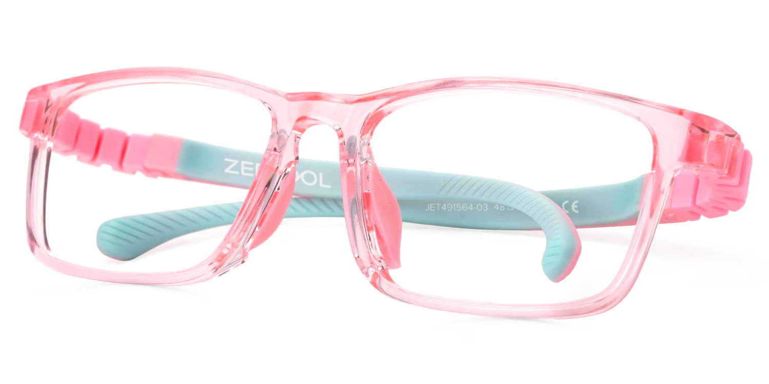 Arddin Rectangle Pink Frame Eyeglasses for Tweens1
