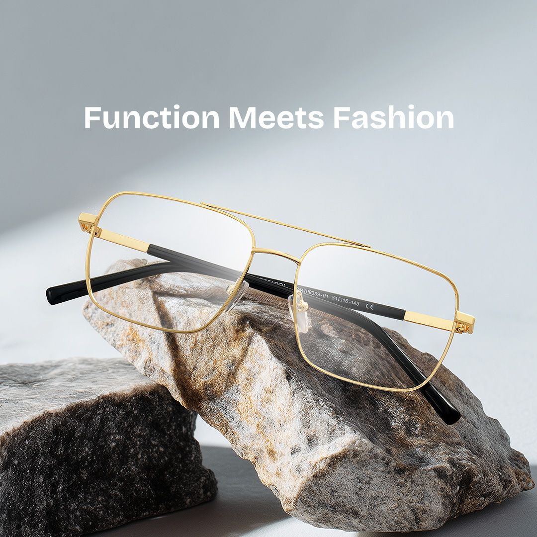 Iris Gold Frame Glasses with Aviator Frame Online | ZEELOOL UK0