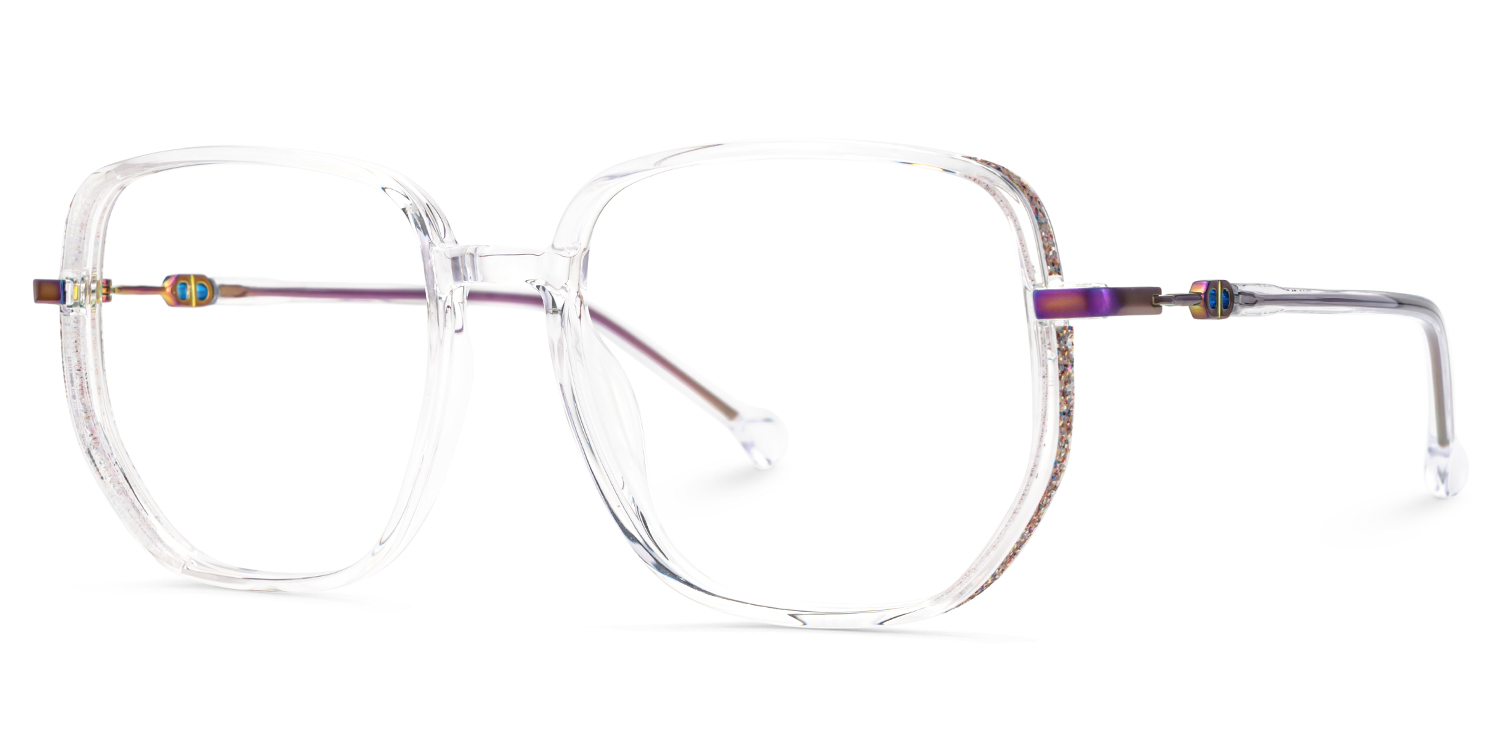 Joana Clear Glasses in Geometric Wide Frame Design | ZEELOOL UK3