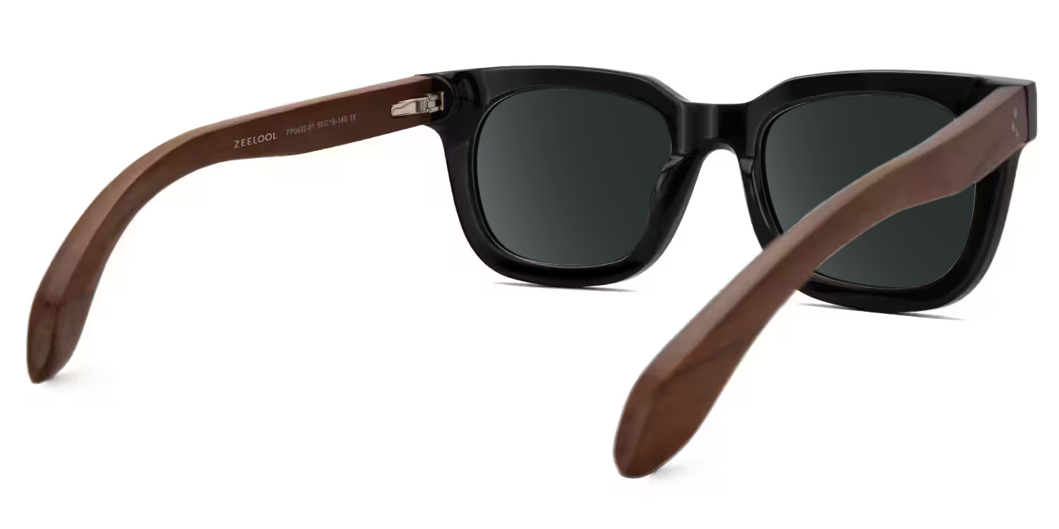 Sam Rectangle Wood Thick Frame Sunglasses for Men | ZEELOOL UK3