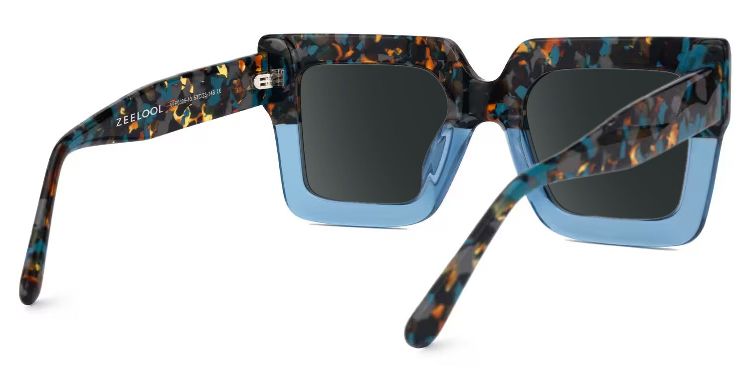 Brandon Square Sunglasses with Acetate Blue Frames | ZEELOOL CA3