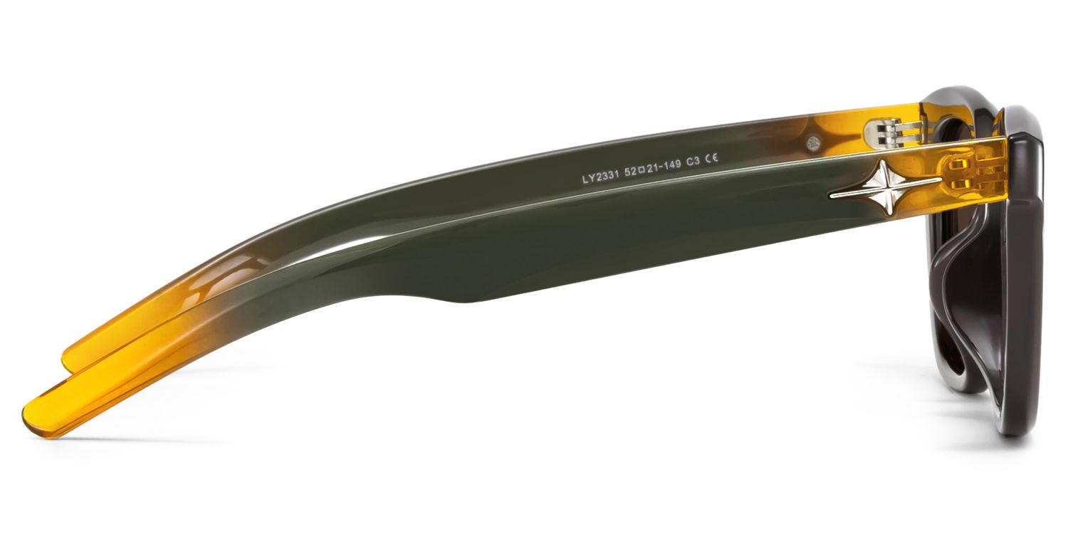 Lyric Black Yellow Rectangle Polarized Sunglasses for Driving | ZEELOOL UK3