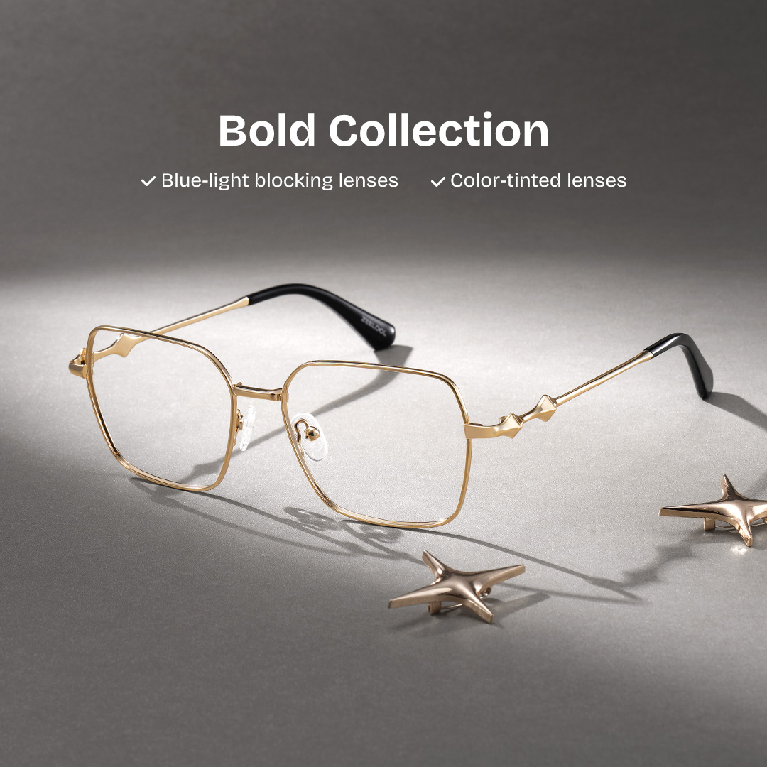 Kayla geometric gold Frame glasses Online | ZEELOOL0