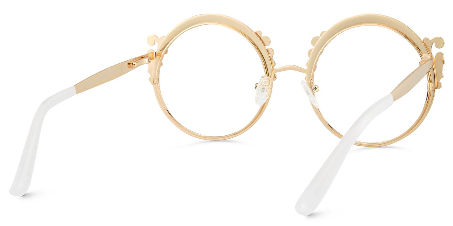 White Retro Glasses With Carved Floral Pattern4