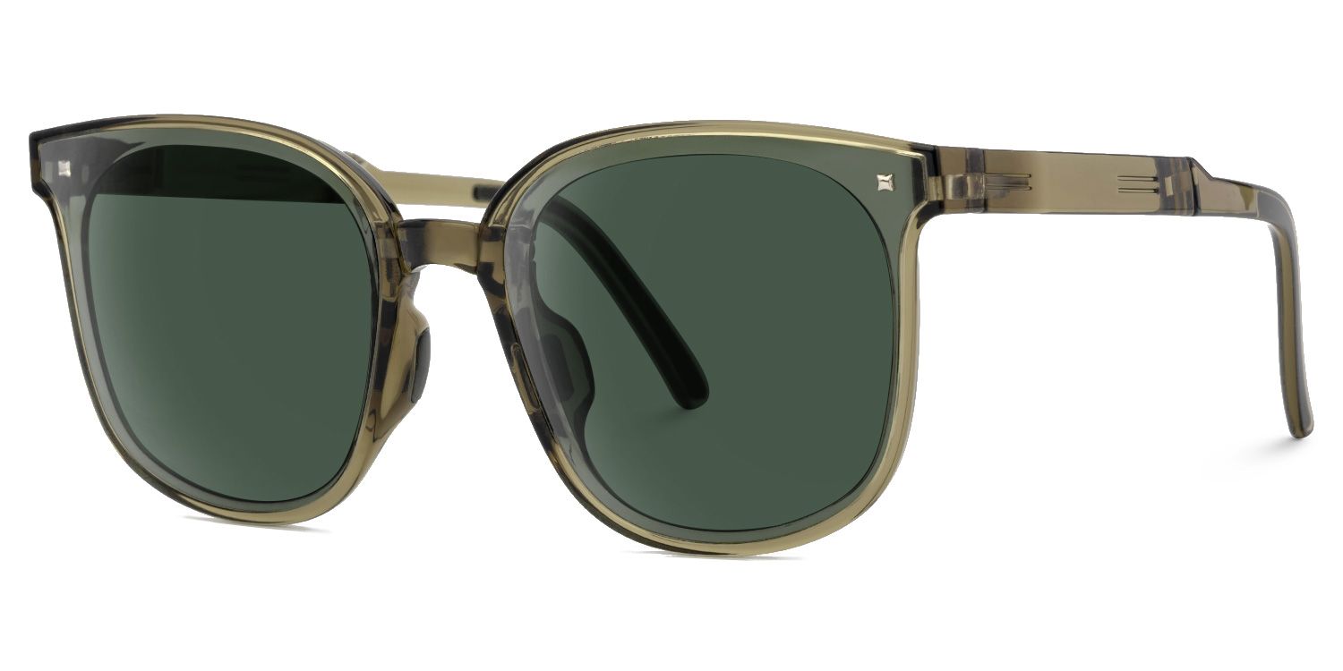 Sulaika Green Square Polarized Sunglasses for Driving | ZEELOOL UK2