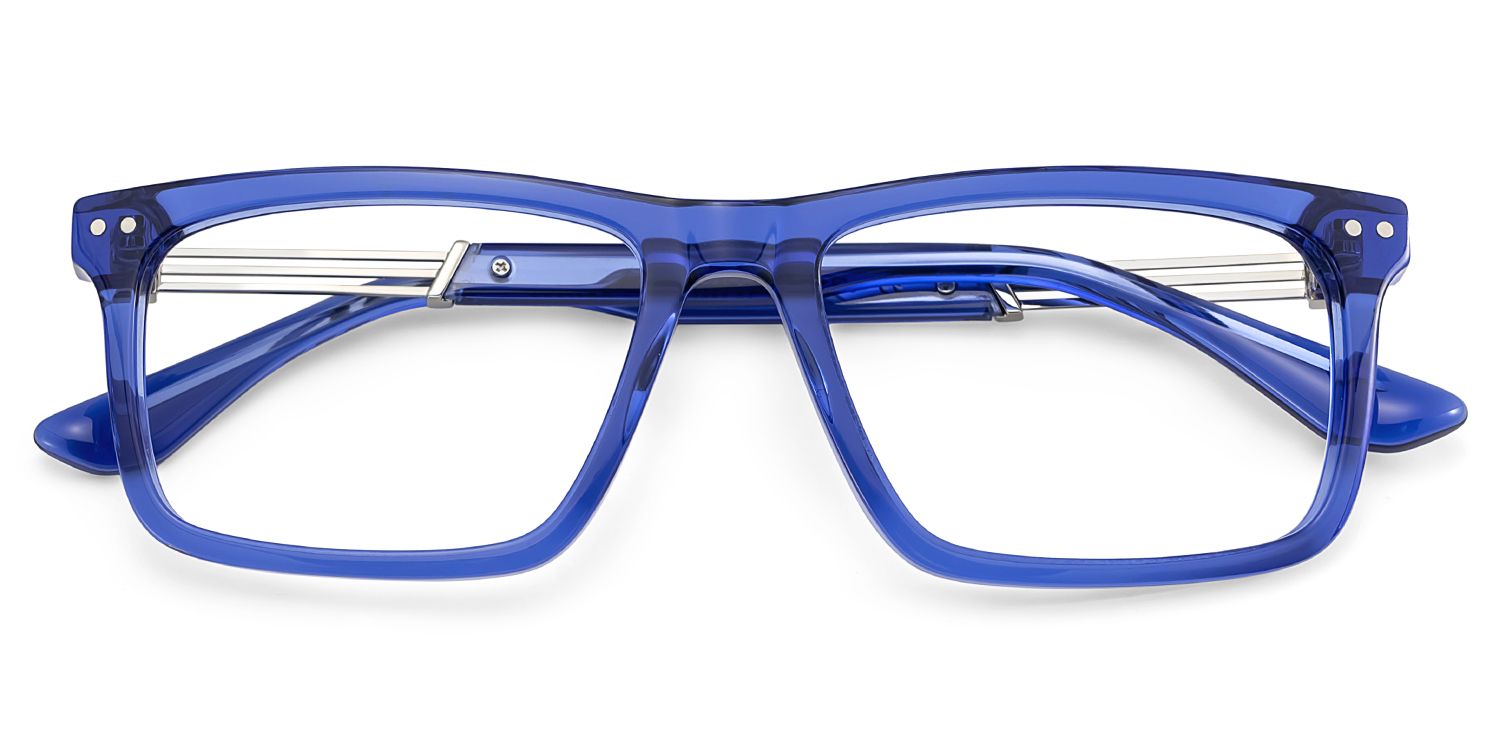 Emerson Eyeglasses in Rectangle Blue Frame | ZEELOOL UK2