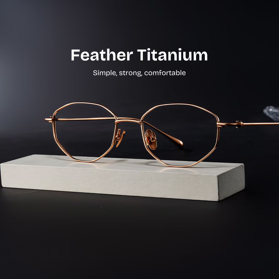 Everett Gold Frame Glasses with Geometric Frame Online |  ZEELOOL UK0