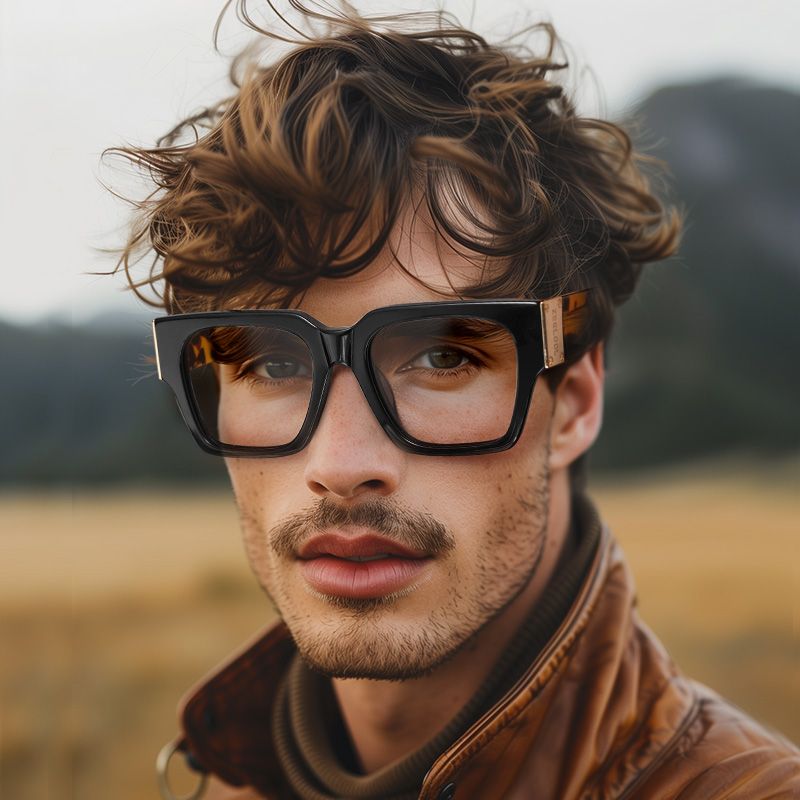 Dedee Square Large Thick Black Glasses & Frames for Men4