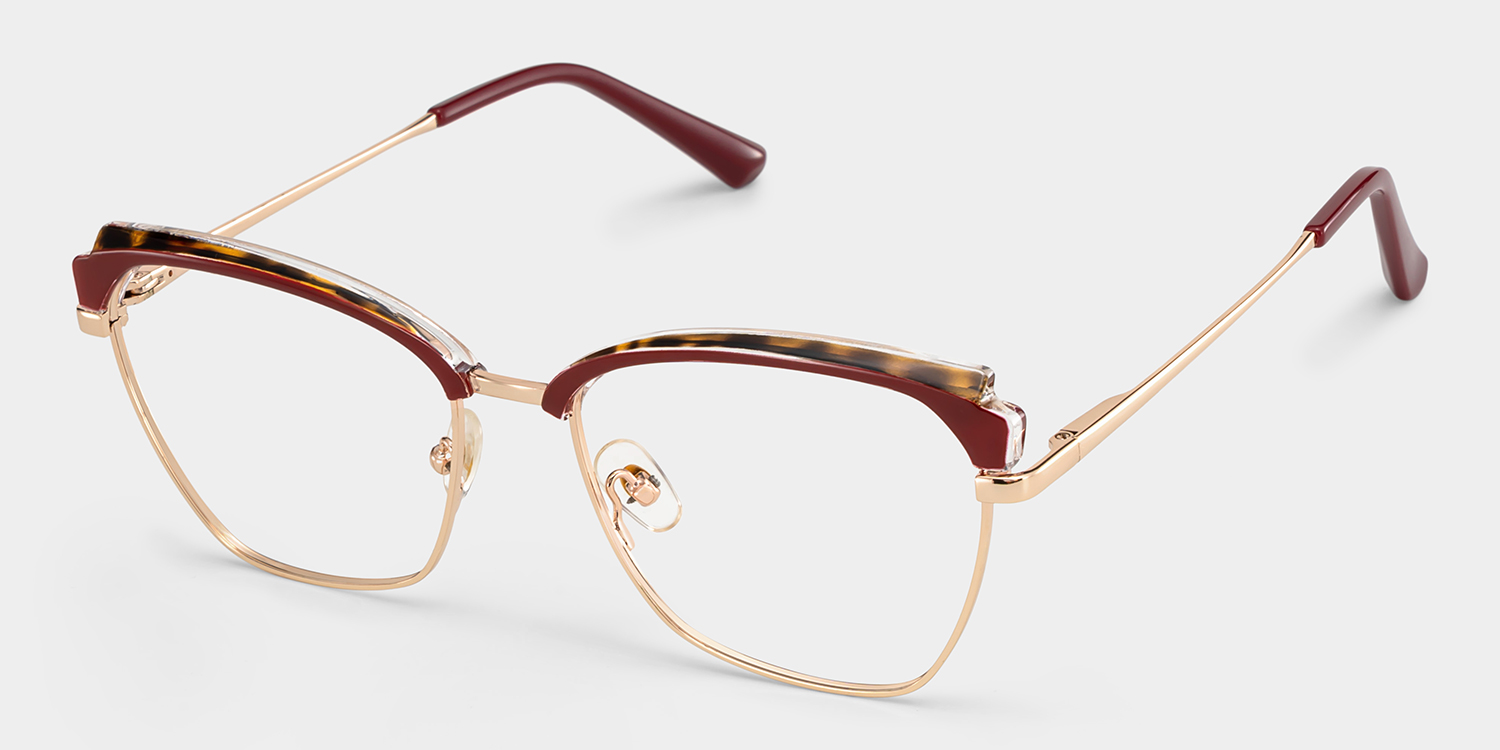 Phoebe Browline Red Frame Eyeglasses for Woman| ZEELOOL UK3