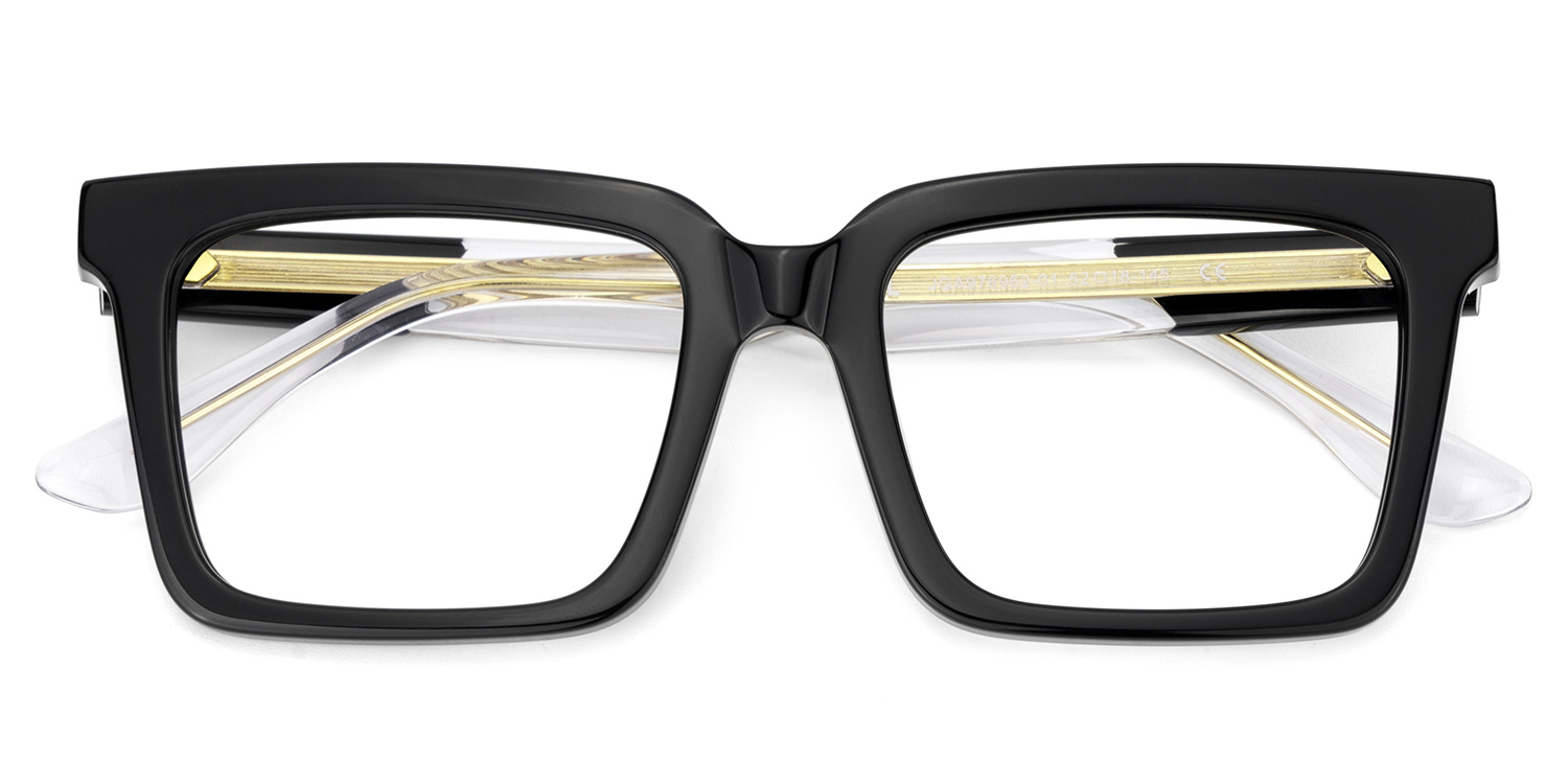 Hattie Rectangle Black Glasses2