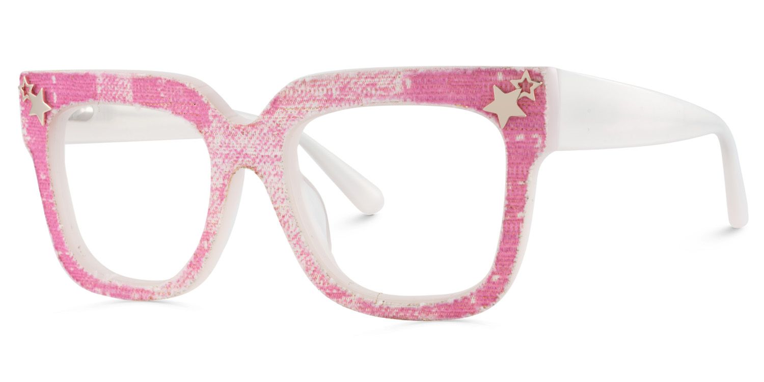 Teresita Thick Pink Denim Glasses in Square Design | ZEELOOL UK3