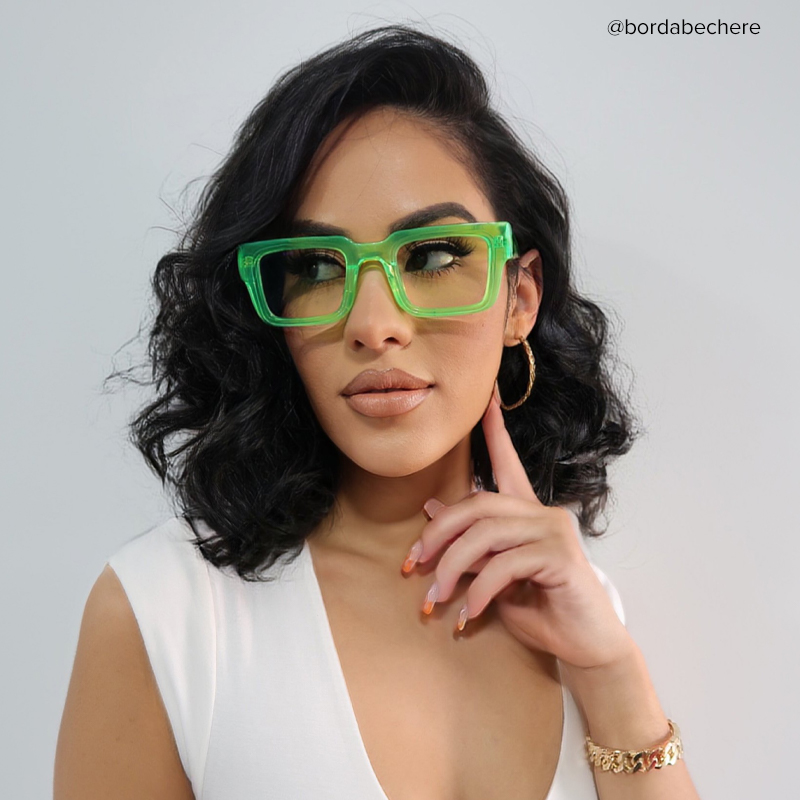 ZEELOOL Glaucia Square Green Glasses