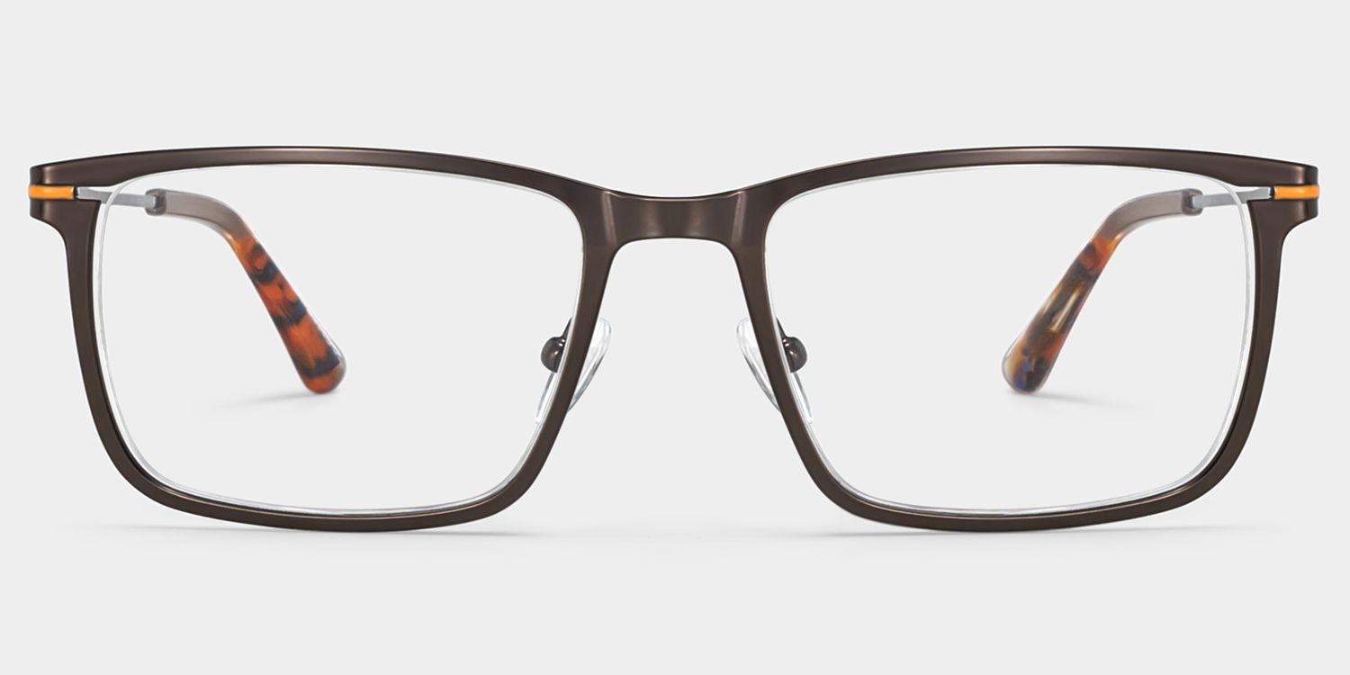 Rectangle Brown Eyeglasses- Roxana Metal Frame Glasses0