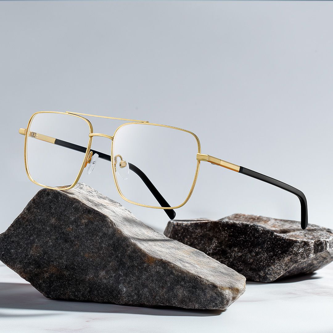 Iris Gold Frame Glasses with Aviator Frame Online | ZEELOOL UK1