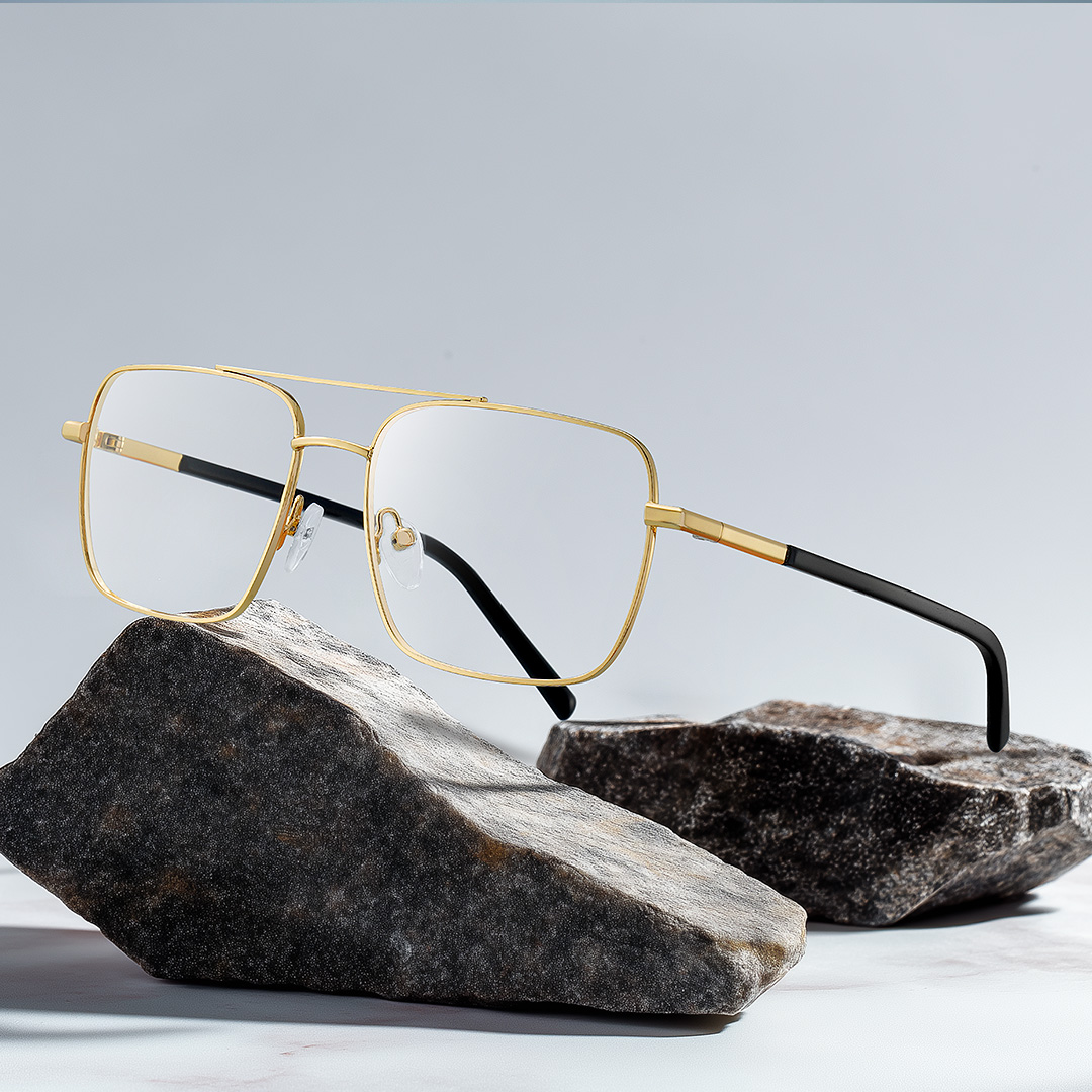 Iris Gold Frame Glasses with Aviator Frame Online | ZEELOOL UK1