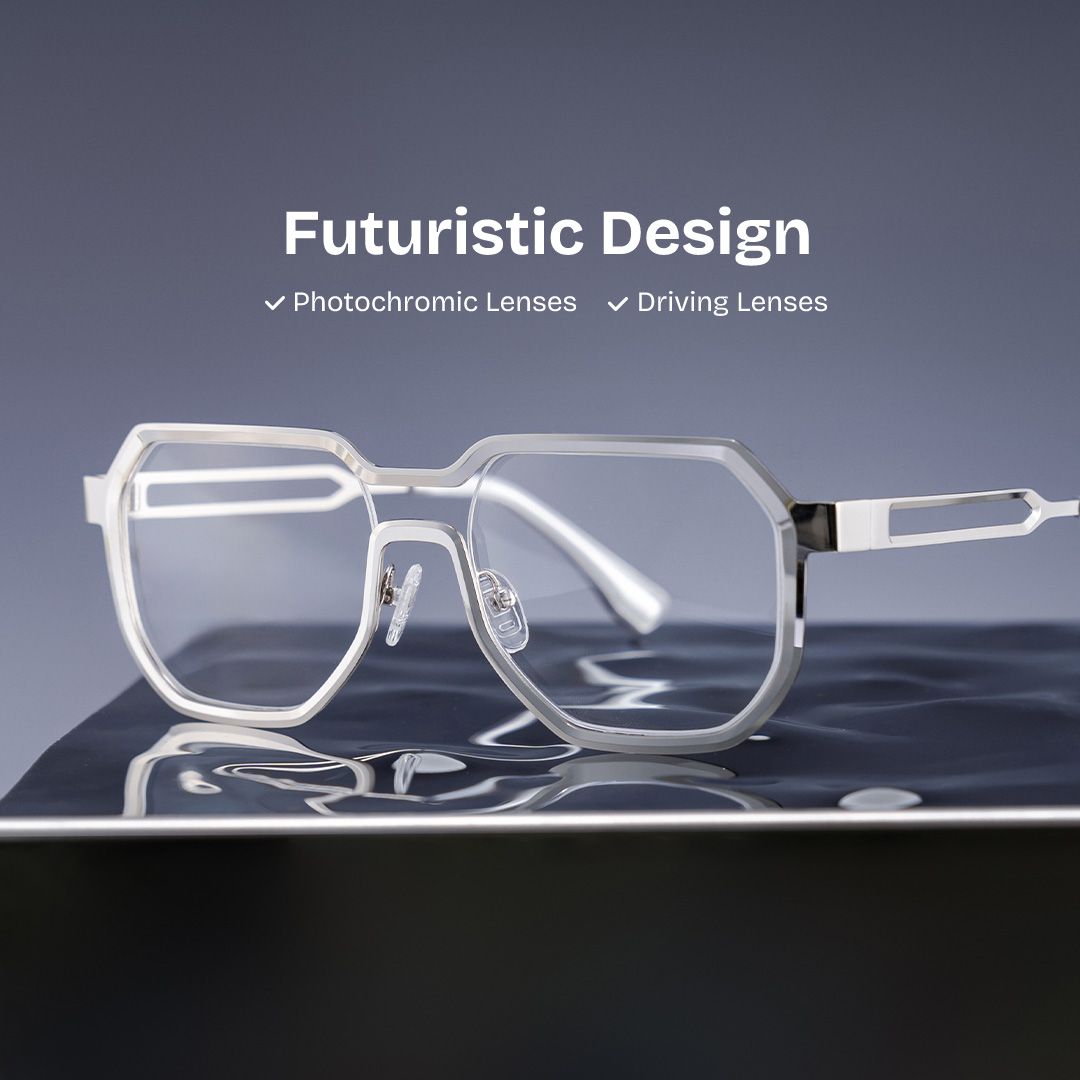 Men's Geometric Glasses in Silver Color0